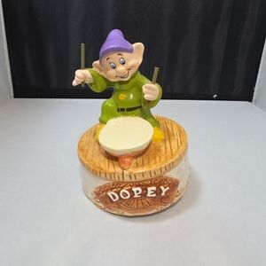 Vintage Schmid Disney 5" Dopey Music Box Figurine Plays 'Put on a Happy Face'